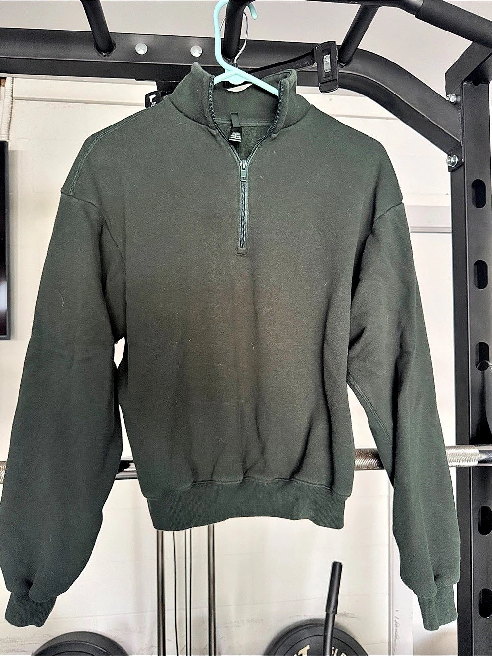 SKIMS Fleece Lounge Relaxed Quarter Zip Green XS